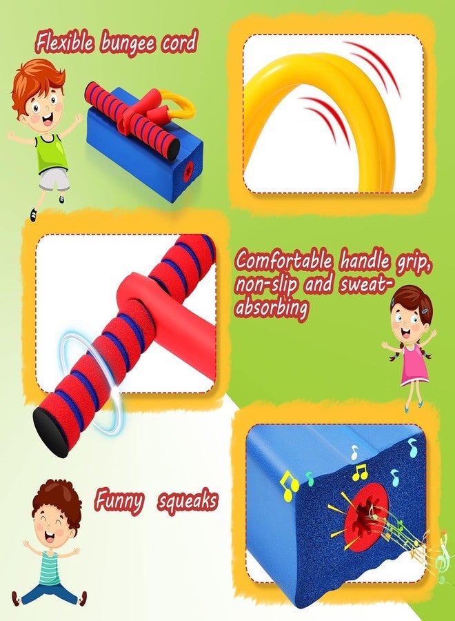 QWEPTY Foam Pogo Jumper - Kids Jumping Stick with Squeaky Sound, Improves Balance Trainer Indoor & Outdoor Fun Toy Non-Slip Handles, Safe Soft Foam Base Girls and Boys- Holds up to 280lbs (Lighting-Pack1) - Image 3